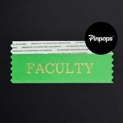 Green FACULTY Stackable Badge Ribbons for Conference Badges