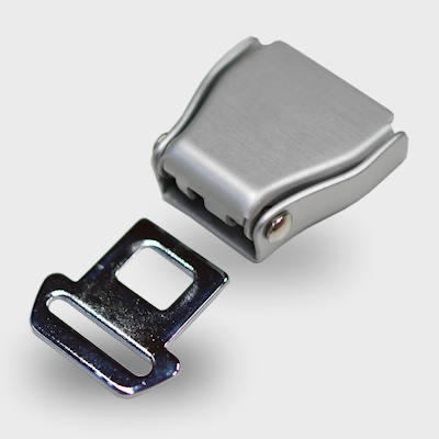 Airplane seatbelt style quick release buckle