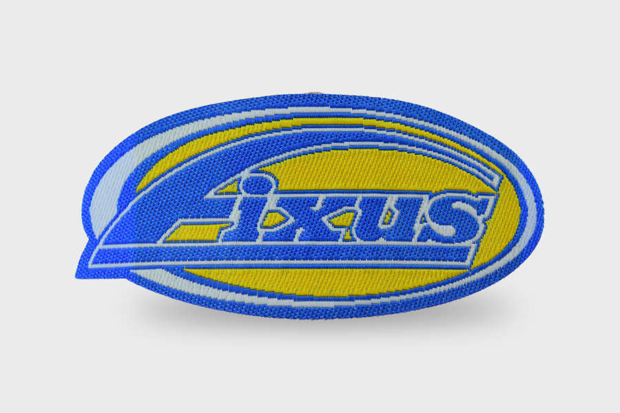 Woven textile labels with custom logo print