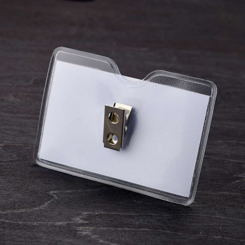Clear Vinyl badge holder with metal clip attachment