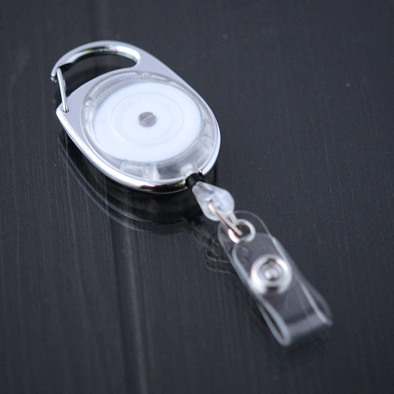 Clear translucent Carabiner badge reel with vinyl strap