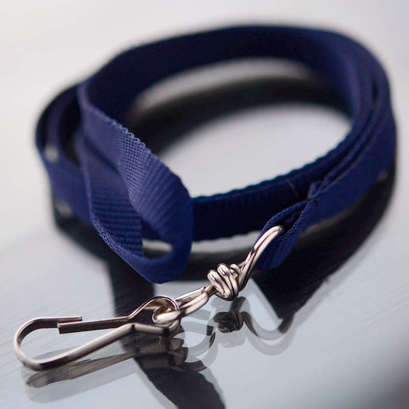 Navy Economy Lanyard with simple metal clip