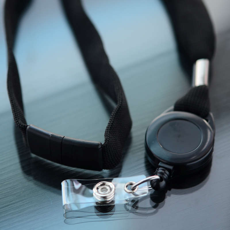 Black Soft Breakaway Lanyard with Badge Reel
