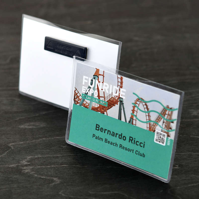Clear Rigid Conference Badge Holder with two part magnetic attachment