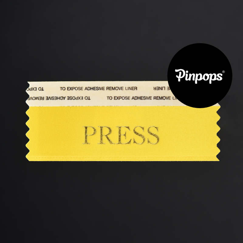 Yellow PRESS Stackable Badge Ribbons for Conference Badges
