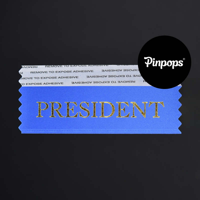 Blue PRESIDENT Stackable Badge Ribbons for Conference Badges