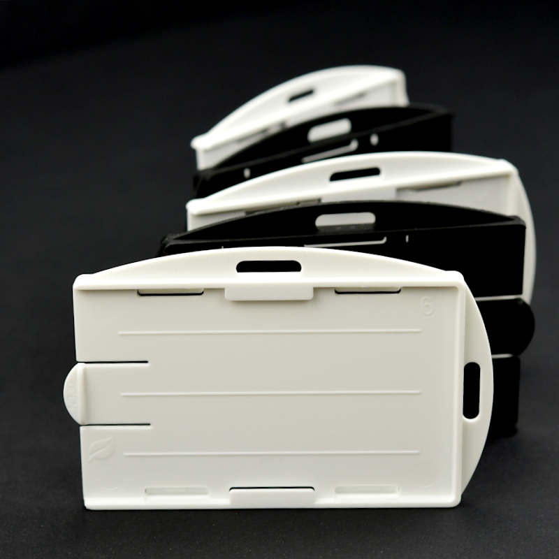 White Biodegradable Double-sided ID-card holder, horizontal or vertical, biodegradable