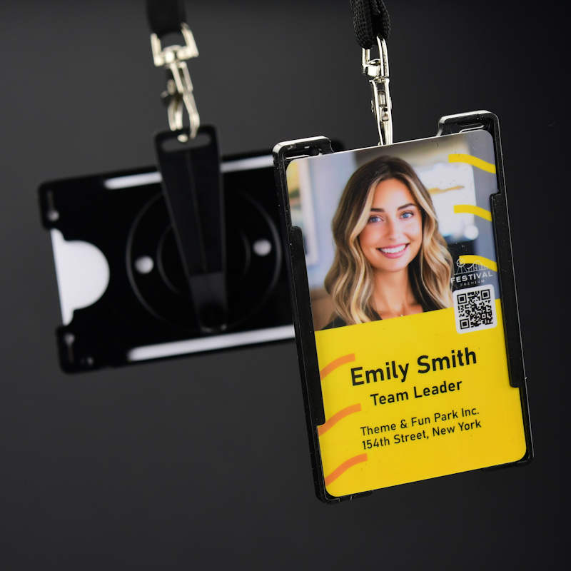 Black Swiveling ID-card holder with large plastic clip on back