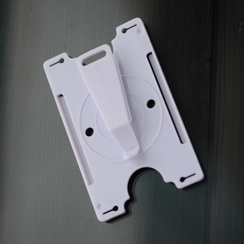 White Swiveling ID-card holder with large plastic clip on back