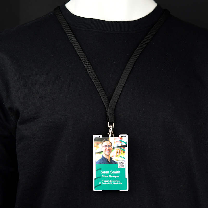 White Swiveling ID-card holder with large plastic clip on back