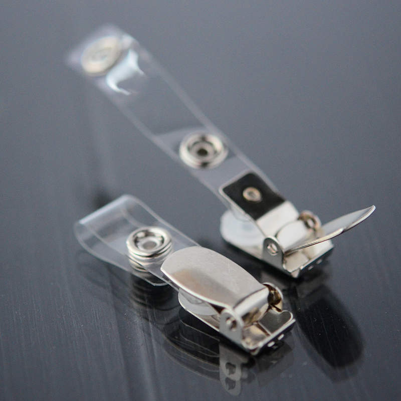 Clear Suspender clip with a clear vinyl strap in a pack of 100 pcs