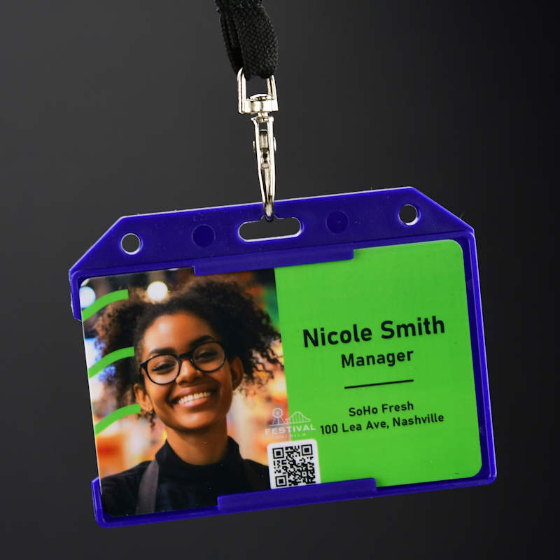 Blue Standard ID-card holder for single plastic card