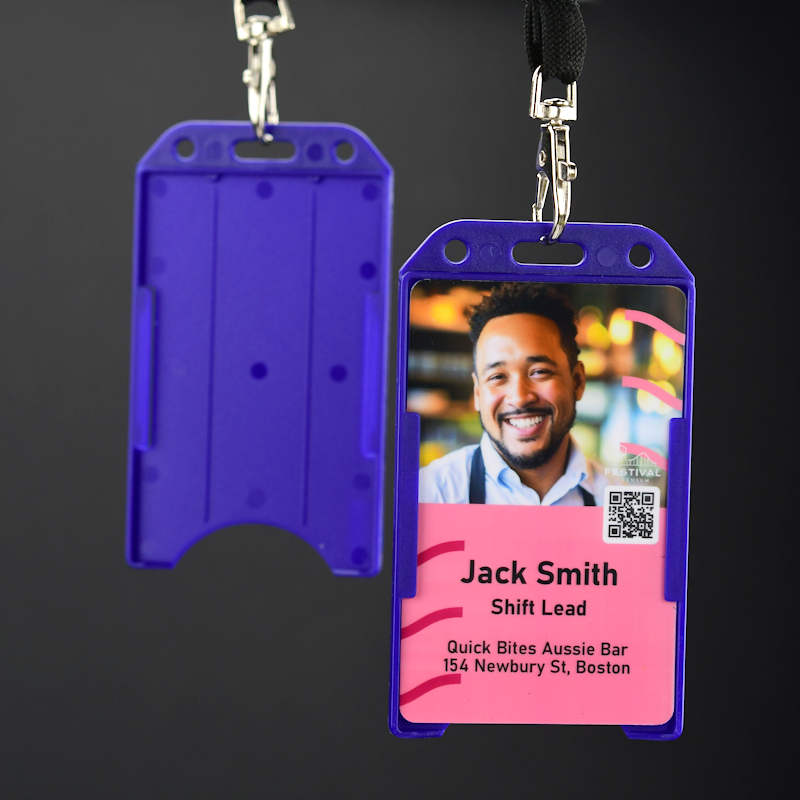 Blue Standard ID-card holder for single plastic card