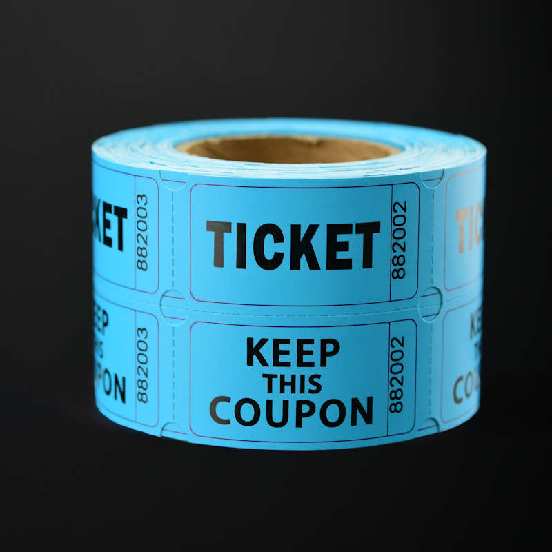 Blue Raffle Tickets with detachable stub