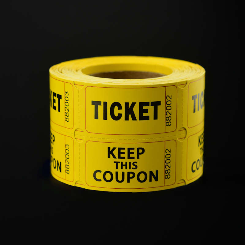 Yellow Raffle Tickets with detachable stub