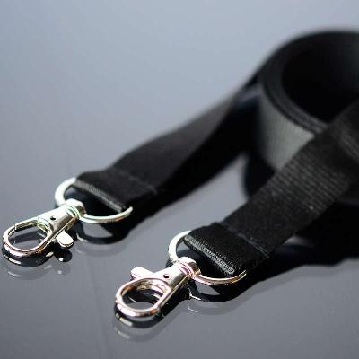 Black Lanyard 20mm with two trigger clip attachments, no safety buckle, soft material