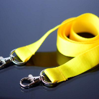 Yellow Lanyard 20mm with two trigger clip attachments, no safety buckle, soft material