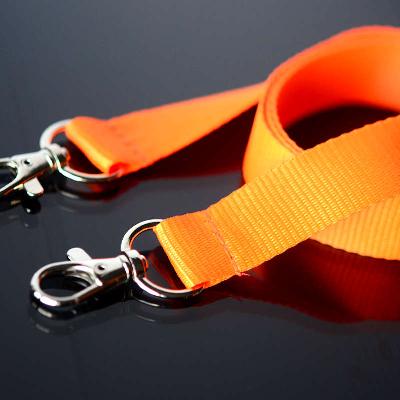 Orange Lanyard 20mm with two trigger clip attachments, no safety buckle, soft material