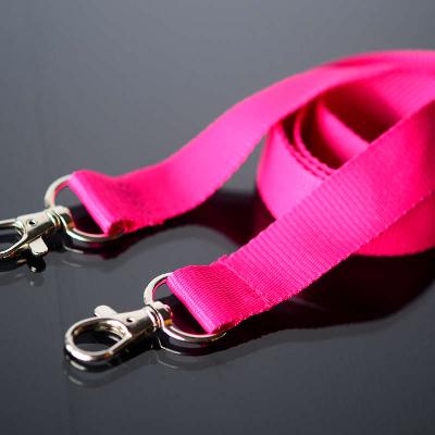 Fuchsia Lanyard 20mm with two trigger clip attachments, no safety buckle, soft material
