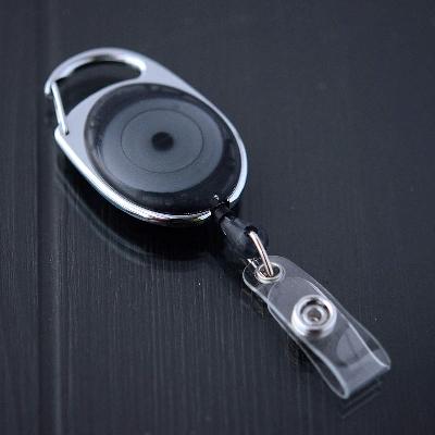 Black translucent Carabiner badge reel with vinyl strap