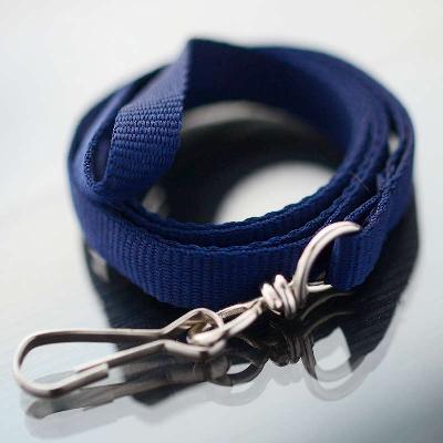 Navy Easy Economy 10mm flat lanyard with swivel J-hook, comes without a safety break