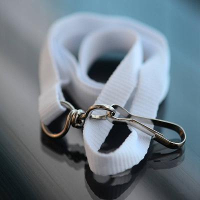 White Economy Lanyard with simple metal clip