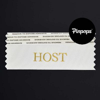 White HOST Stackable Badge Ribbons for Conference Badges