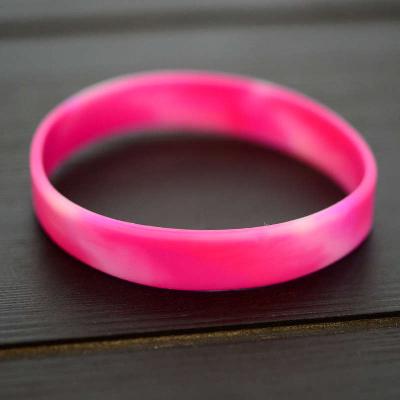 Pink Camo Silicone Wristband stock model at 202x12mm